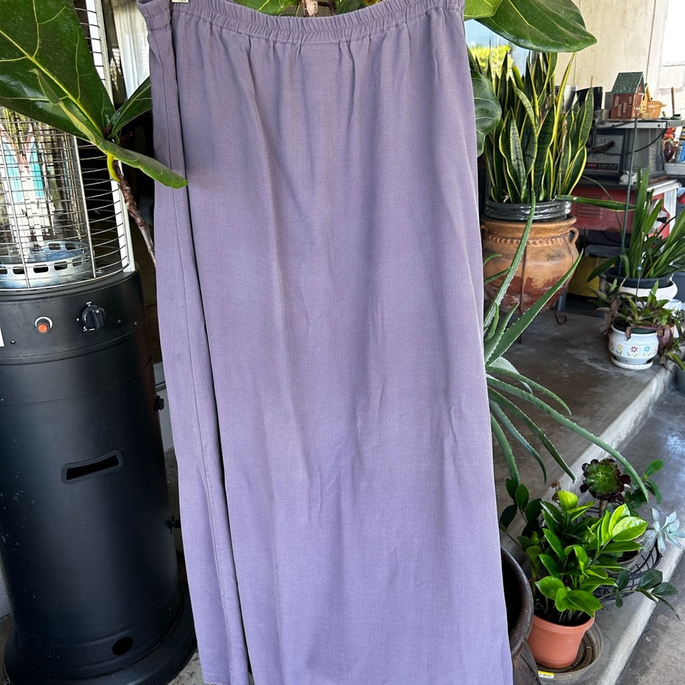 Eileen Fisher Silk Midi Elastic Waist Purple Skirt Size Medium
